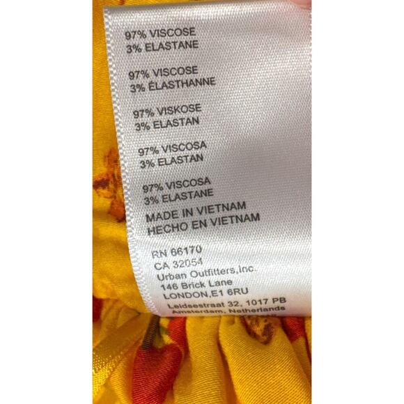 Urban Outfitters XS Jade Scarf Cami Yellow Cherry Print Tie Back Crop Top Tank - Picture 6 of 7